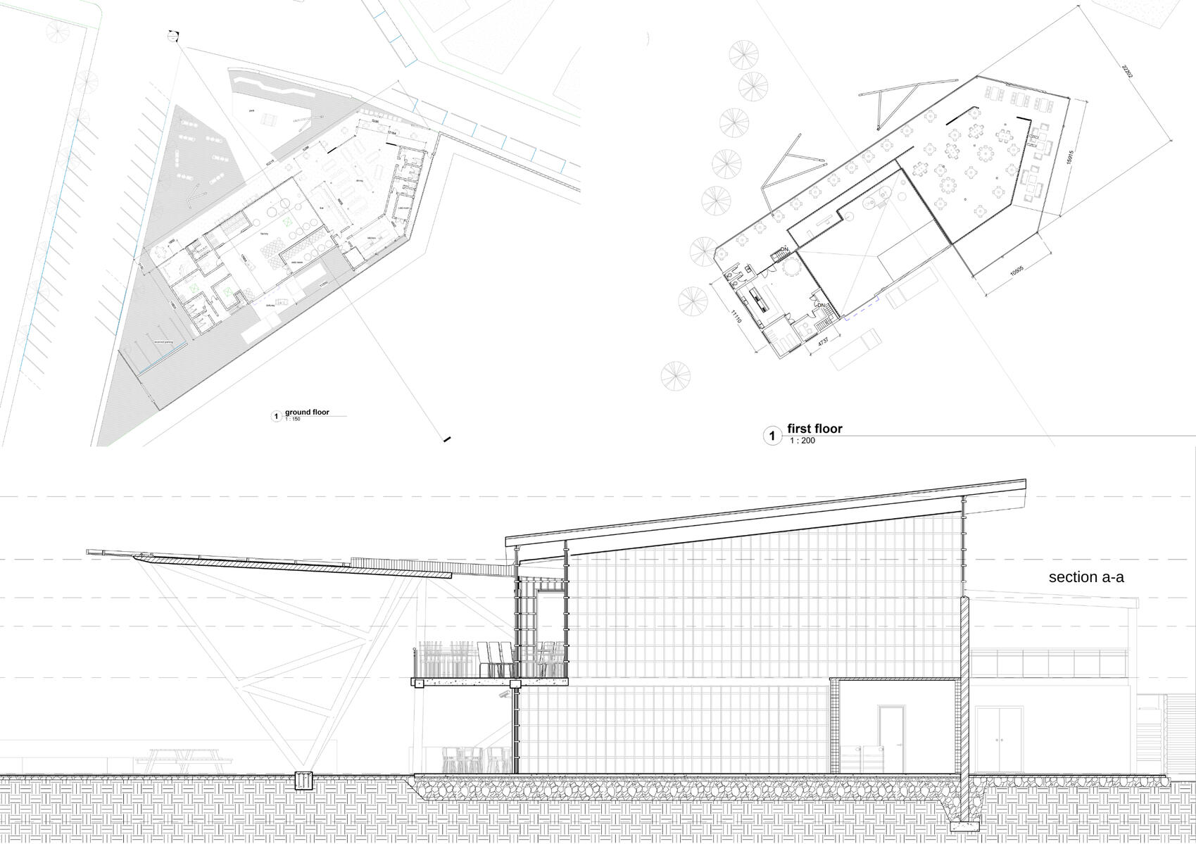 floor plans and section